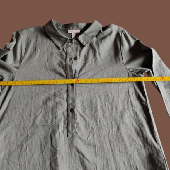 New Cond. Eileen Fisher Organic Cotton Tunic Dress Sage Green  Long Sleeve Mediu - Picture 4 of 7